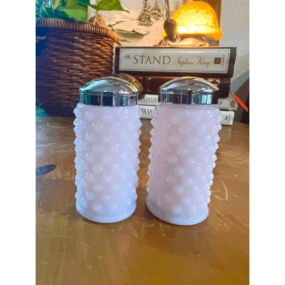 Crown Tuscan GiGi Hobnail Mosser Glass Salt and Pepper Shakers Made in USA